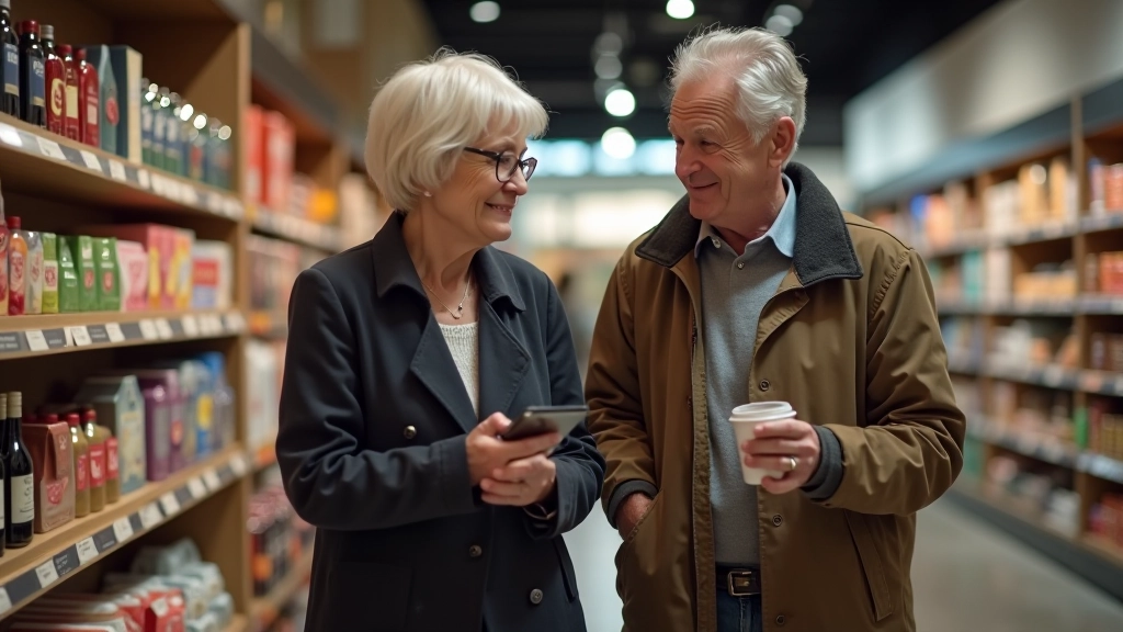 Starší pár nakupující v moderním obchodě reprezentující změny v chování spotřebitelů