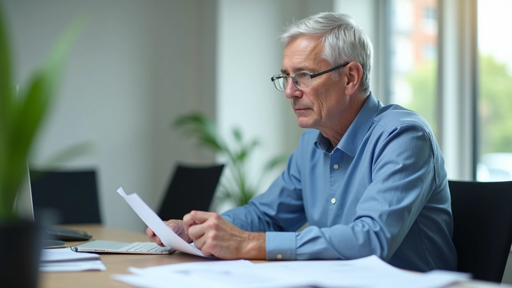 Profesionální muž středního věku v kancelářském prostředí pracující s údaji