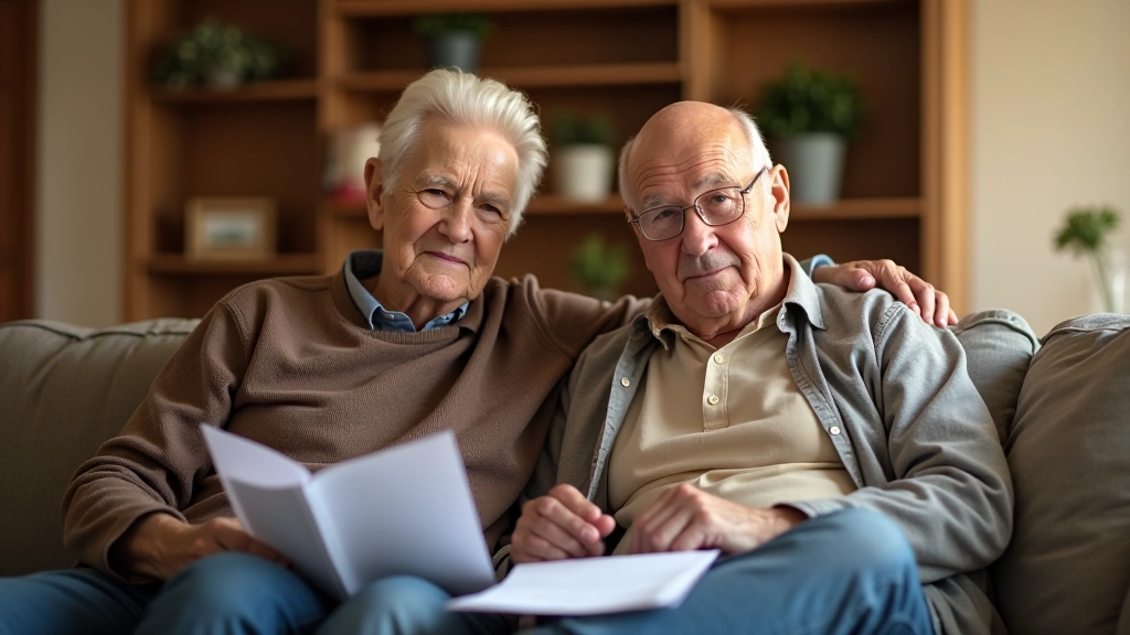 Starší muž a žena v domácím prostředí diskutující o finančním plánování a budoucnosti důchodů